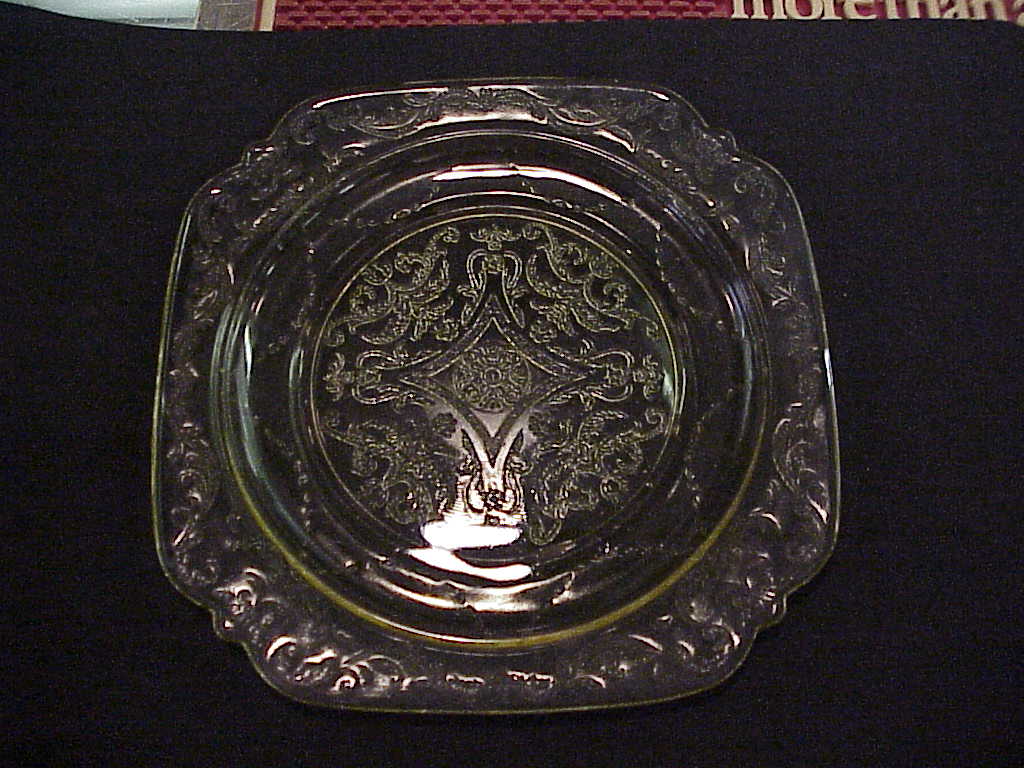 Depression Glass Madrid Plate Amber 1